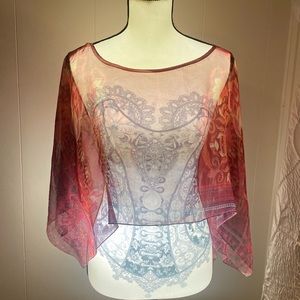 Rust colored with gold tone sheer shawl